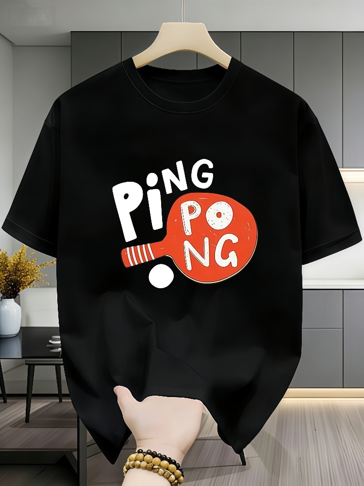 Table Tennis Graphics - Мужская повседневная хлопковая футболка с принтом