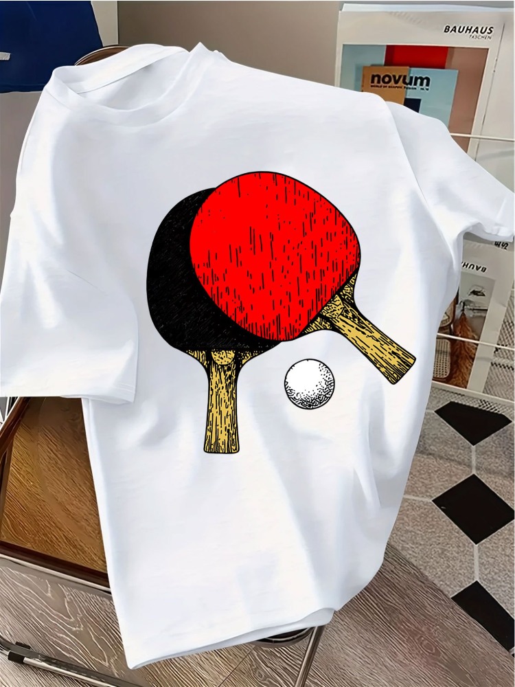 Table Tennis Graphics - Мужская футболка с круглым вырезом, темно-синяя,